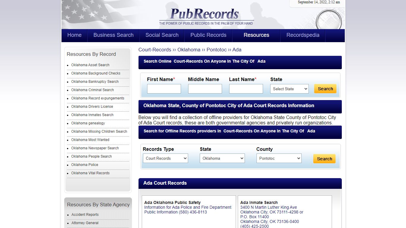 Ada, Pontotoc County, Oklahoma Court Records